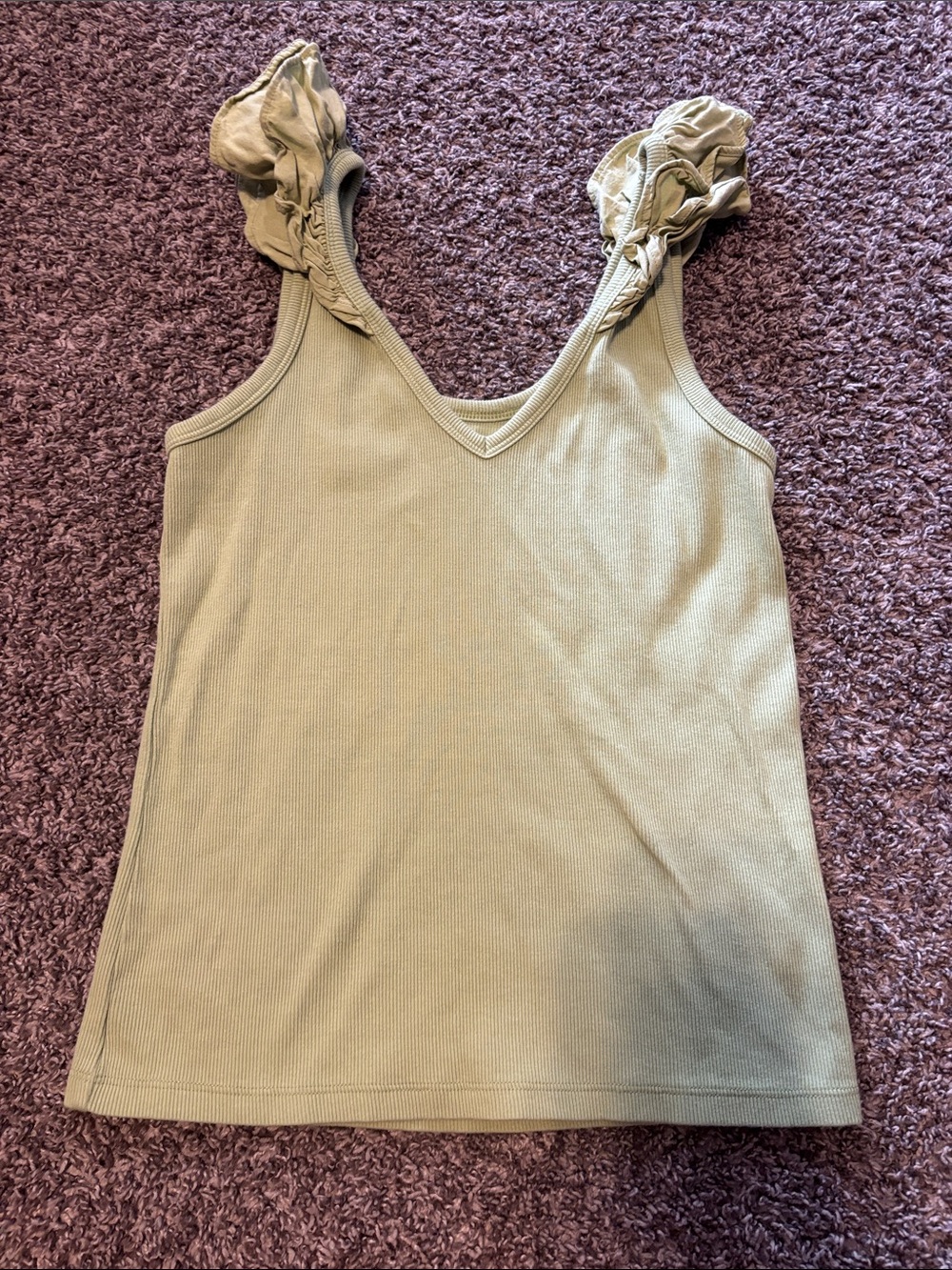 Old Navy Olive Ruffle-Strap V-Neck Tank